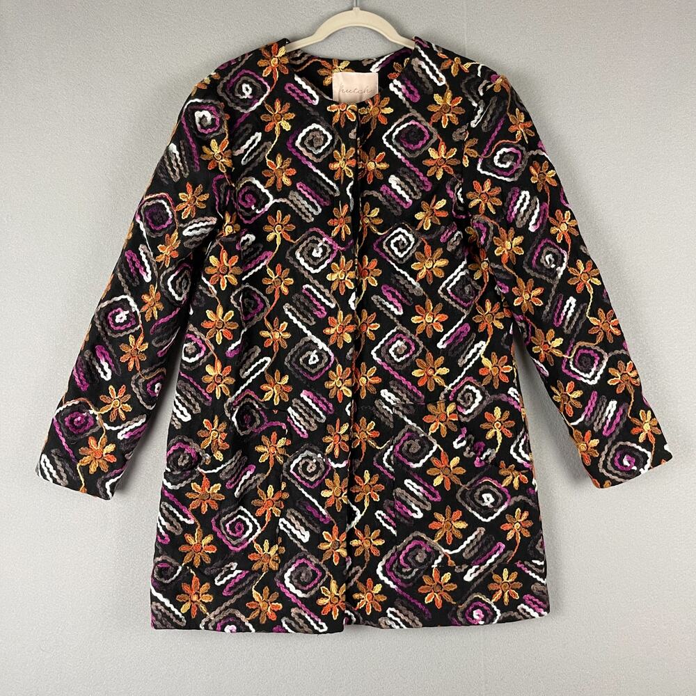 Anthropologie Hutch Floral Embroidered Coat Womens Small Retro Boho Artsy NWT‎